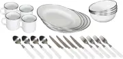 Stansport 24-Piece Enamel Camping Tableware Set Colour Name:White