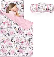 Pea Pod Toddler Nap Mat with Removable Pillow and Soft Dot Minky Blanket