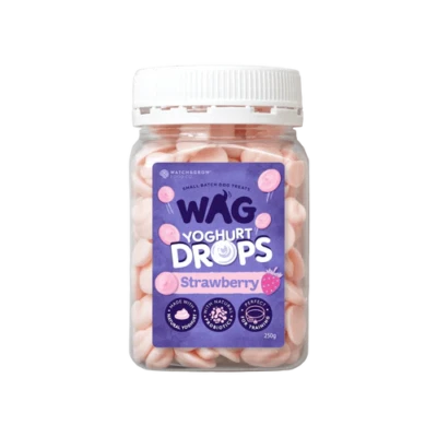 WAG Yoghurt Drops Strawberry Canine Dog Treats Sweet Snack Bite Sized Probiotic