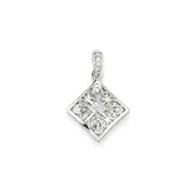 14k White Gold Real Diamond Vintage Pendant