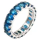 Oval Shape London Blue Topaz Eternity Ring In Silver