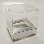Generic Minimalist Clear PET Cupcake Boxes (3.5x3.5x3.5Inch/9x9x9CM) - 100PCS with Silver Inserts - Food Safe & Easy Assembly