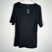 Torrid Women’s NWT Plus Size 2/2X Black Snap Henley Front Top