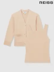 Reiss Camel Harper 13-14 yrs Compact Knit Top And Cardigan Set (AW8921) | $155