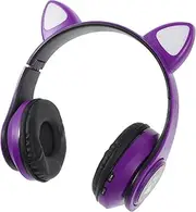 Yardenfun Wireless Headphone Cat Ear Headset Led Lights Boys and Girls Over Ear Headphones Soft Material for Ages