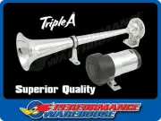 Trumpet Solo Air Horn Chrome Metal & 12V Compressor Loud Car Ute Truck RV Train