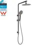 Gun Metal Grey 8" Rain Shower Head Round Handheld Sliding Rail Diverter Arm Set
