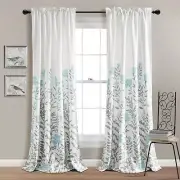 Aprile Light Filtering Window Curtain Panels, Pair, 52" W x 84" L, Blue & Gra...