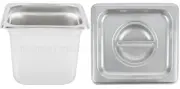 4 PACK 1/6 Size Stainless Steel w/ LID Buffet Steam Prep Table Food Pan 6" Deep