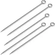 20 Pieces Stainless Steel Cocktail Picks Appetizer Pick Fruit Stick Toothpicks 4.3 Inch with Circle Ring Head Style