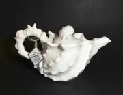 NEW SEAWAVE WHITE 3D CONCH,SEA SHELL,PORCELAIN,TEA,COFFEE POT,TEAPOT-3.75 CUPS