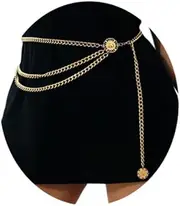 [LBEIPDN] Layered Waist Chain Belt Vintage Coins Belly Waist Chain Body Accessories 2Pack Multi Layer Metal Waist Chains Tassel for Women Girl, one size, metal alloy, No Gemstone
