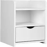 Artiss Bedside Table with Drawers and Layer, White Side Tables Storage Small Narrow Desk Chest of Drawer Tallboy Lamp Nightstand Cabinet Shelf, Bedroom Living Room Home Furniture