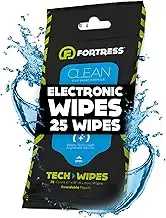 Fortress Tech Wipes (25 ct.) To-Go Electronic Wipes for Cell Phones, Keyboards, Cameras, Car Interior and More [Travel Size] Skin-Safe Cleaning Wipes, Phone Wipes (Fresh Clean Scent)