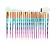 20PCS Blue Pink Eye Make-up Brushes Diamond Unicorn Eyeshadow Eyebrow Blending Brush Set