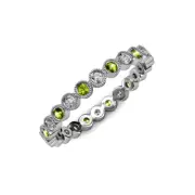 TriJewels Peridot & Diamond Bezel Womens Eternity Ring 3/4 ctw 14K Gold JP:12808