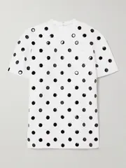 [AREA] AREA - Crystal-embellished Appliquéd Jersey T-shirt - White - small small White