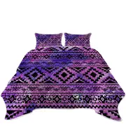 Purple Aztec Design Coverlet