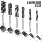 6Pcs 1/4" Hex Shank Stainless Steel Bristles Wire Bore Brush Set for Power Drill