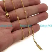 18K Gold Filled Tarnish/Nickel-Free 1 mm Classic Snake Chain Beads Necklace C5E