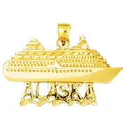 14K Gold 32MM Alaska Cruise Ship Pendant