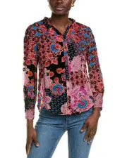 Johnny Was Yrene Petite Silk-Blend Blouse