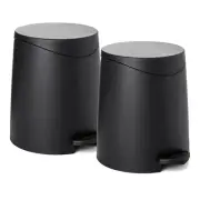 Superio Small Modern Pedal Step On 2 Pack Trash Can with Lid 3 Liter Black