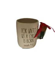 NWT Rae Dunn “FOR UNTO US A CHILD IS BORN” Isaiah 9:6 Ceramic Mug -