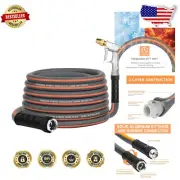 50ft Heavy Duty No Kink Garden Hose with Swivel Handle & Leak-Proof Design