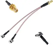 Oiyagai SMA - TS9 Adapter SMA Female to Y Type 2 X TS9 Male Angle Connector Splitter Combiner Jumper Pigtail Cable RG316 RF Wire 50cm