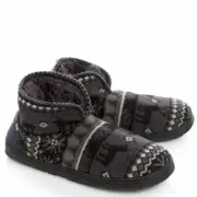 Muk Luks Slippers Nordic Print Knit Reindeer Sherpa Lined Mens Sz 8-9