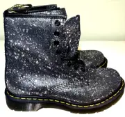 Dr. Martens 1460 8 Eye Boot Black Metallic Paint Splatter Suede Womens Sz 8 EU39