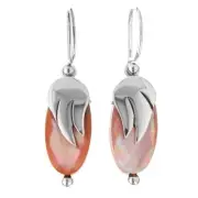 925 Sterling Silver Sale! Pink Mother Of Pearl Shell Sterling Earrings, 13/16"