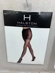 NEW HALSTON CONTROL TOP SHEER TIGHTS WOMEN BLACK 20 DENIER RETAIL $20