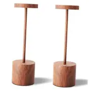 LED Cordless Table Lamps Set of 2,Portable Rechargeable 5000mAh Wood Grain2