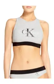 NWT Calvin Klein. Sz M. SILVER FOIL RETRO BRALETTE LOGO. MSRP $36.00
