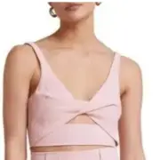 Bec & Bridge Bonnie Cut-Out Crop Top in Peony Pink 10 Womens Cropped Tank (b14)