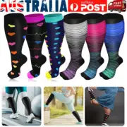 2XL-6XL Plus Size Compression Socks 20-30mmhg Extra Wide Calf Knee High Stocking
