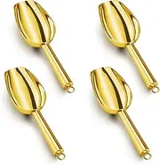 LIANYU Mini Ice Scooper for Freezer 4PCS, 3oz Stainless Steel Cookie Scoop, Mini Metal Food Scooper for Candy Flour Sugar, Utility Scoop for Canisters Kitchen, Mirror Finish, Dishwasher Safe, Gold