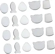 PENIKOKO 50 Pcs DIY Pet Id Tags Blank Stainless Steel Dog Tags for Personalization Lightweight for Easy Attachment Durable Scratch Resistant Mixed Styles for Puppies and Dogs