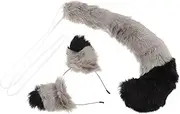 [DEARMAMY] Accessory Tail Accessories Costume Ears and Tail Wolf Fluffy Tail Fox Ears Dog Band Cosplay Furry Light Brown Tail Inflatable Costume Fursuit Chipmunk Plush