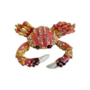 Crab Trinket Box Rhinestone Encrusted Enamel Treasure It Cancer Zodiac NIB