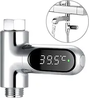 zolyet Digital Shower Temperature Display 0~100℃ Baby Bath Water Celsius/Fahrenheit Display 360° Rotating Screen for Home Kitchen Bathroom Silver