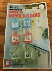 VTG 1973 Kitchen King Set Of 6 Mini Kitchen Trivet Magnetic Memo Holders-NOS