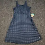 Prana Skypath Dress Womens XL Blue Printed Nautical Midi Twist Back Built in Bra