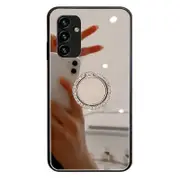 For Samsung Galaxy A34 5G Ring Kickstand Phone Case Clear Back Mirror TPU + PC Shockproof Cover