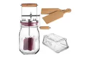 Kilner Butter Churner Glass Jar Manual + Butter Paddles + Butter Dish