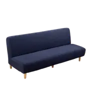 Large Armless Sofa Bed Slipcover Couch Cover Without Armrests Stretch Folding Futon Cover Dust-proof Elastic Removable Jacquard-Azure-L(length160-190cm)