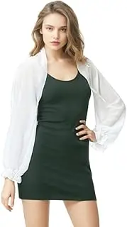 [KKmeter] Women's Chiffon Beach Holiday Shawl Long Sleeve Lightweight Tops Sheer Open Front Bolero Shrugs Jacket Cardigan