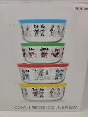Disney X Pyrex Mickey Mouse Decorated Glass Food Storage 8 Pc. Set